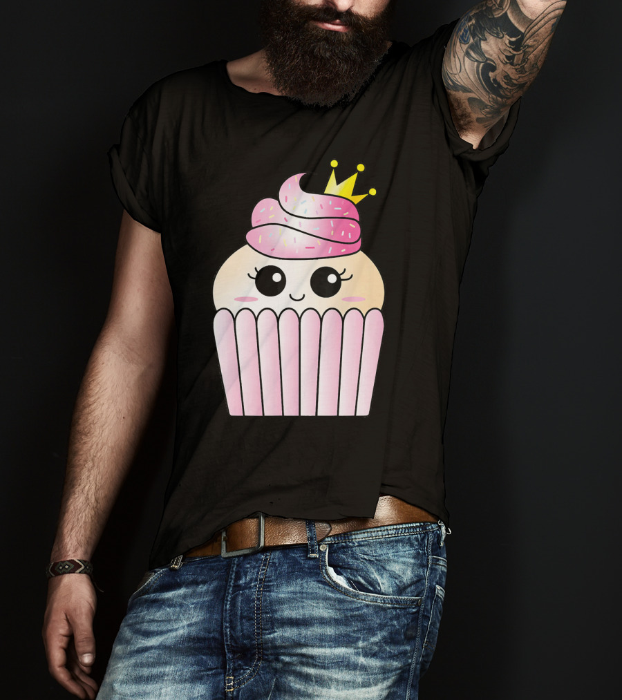 Sweet Pink Cupcake Muffin Queen Kawaii Crown T-Shirt