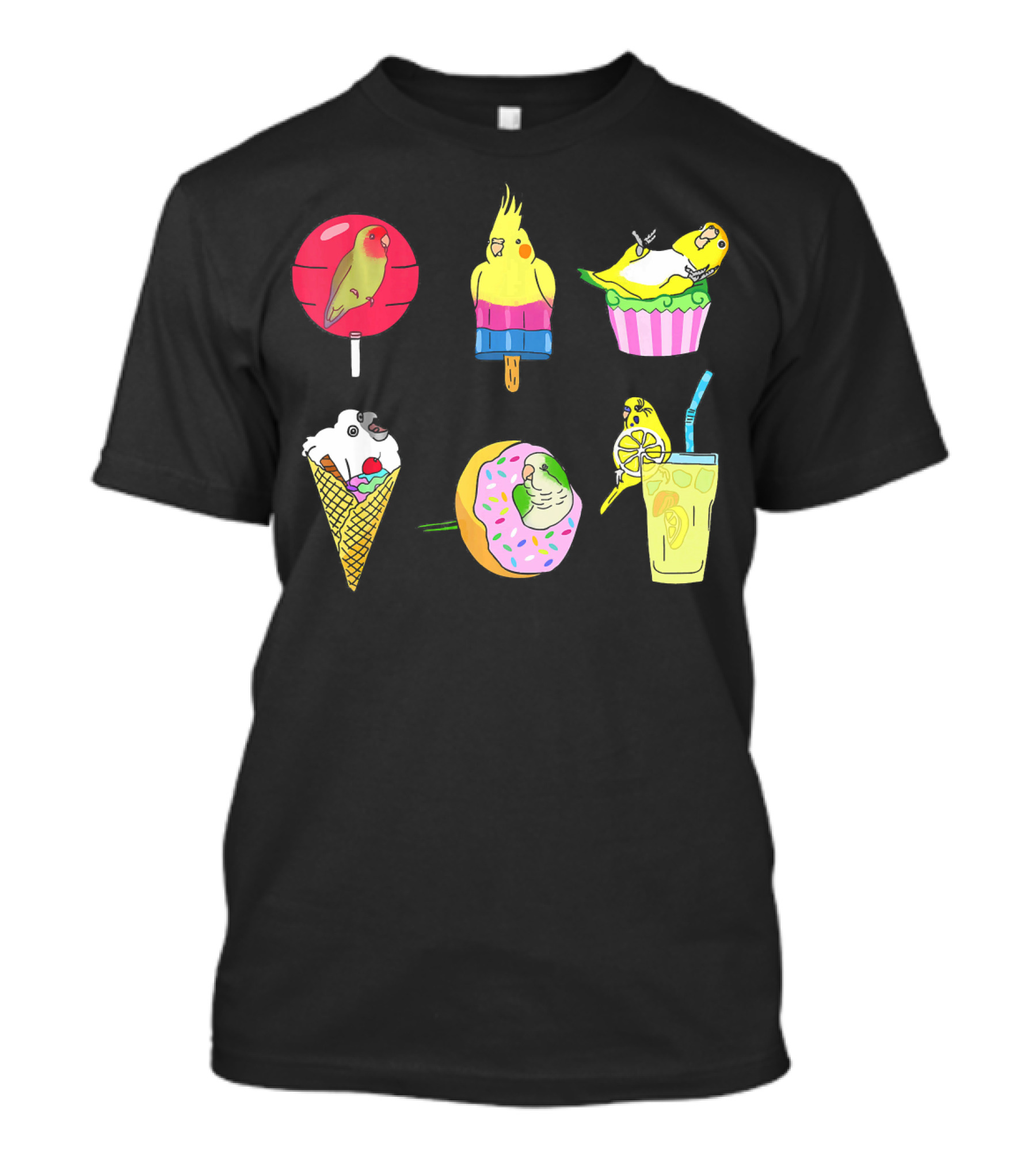 Sweet Ice Cream Lollipop Lemonade Donut Cup Parrot Treats T-Shirt