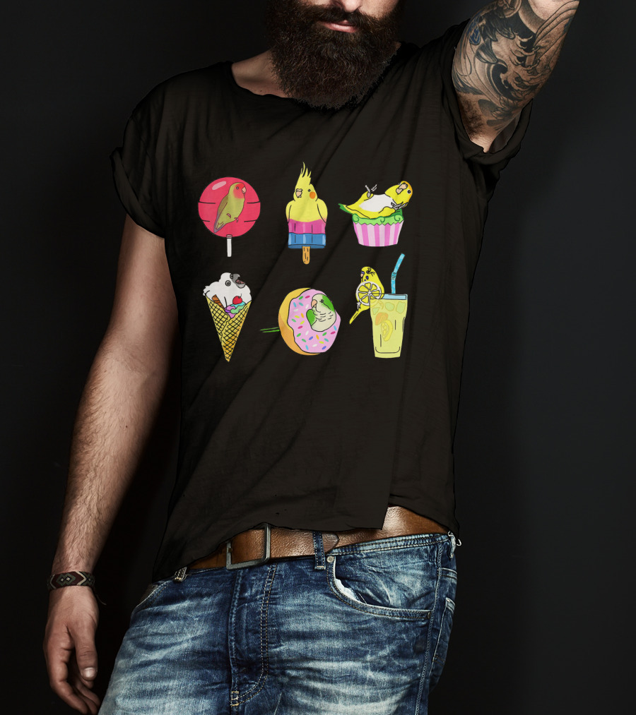 Sweet Ice Cream Lollipop Lemonade Donut Cup Parrot Treats T-Shirt