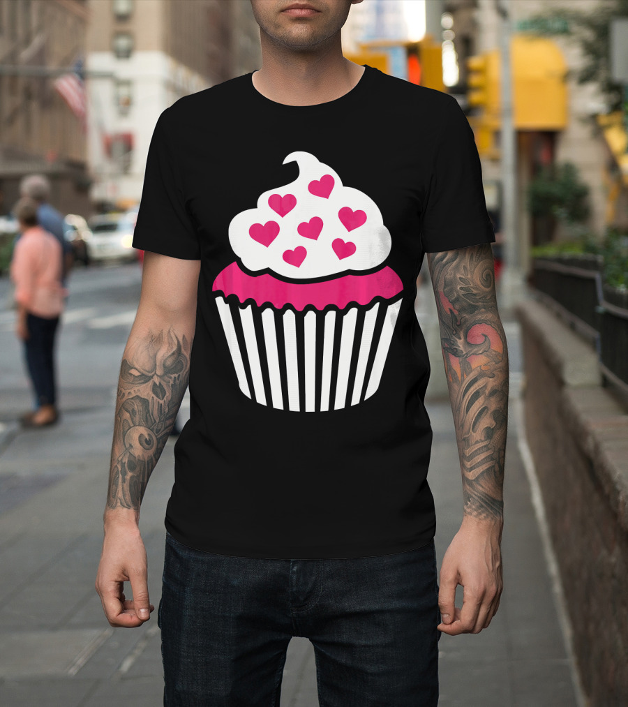 Cupcake With Pink Hearts T-Shirt