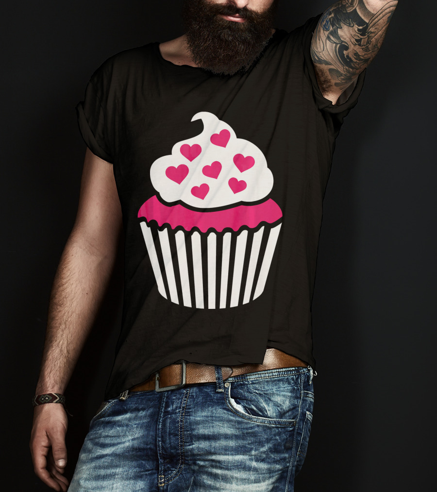Cupcake With Pink Hearts T-Shirt