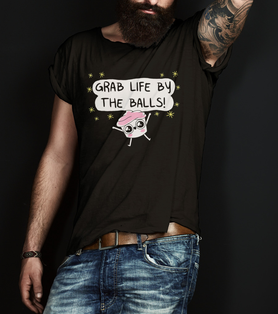 Grab Life By The Balls Good Advice Cupcake Cute Starry Character T-Shirt
