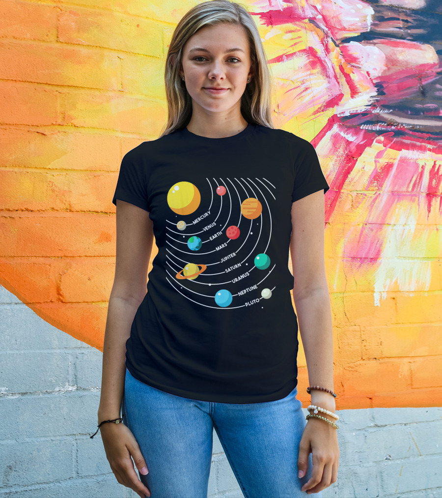 Mercury Venus Earth Mars Jupiter Saturn Uranus Neptune Pluto Solar System Science T-Shirt