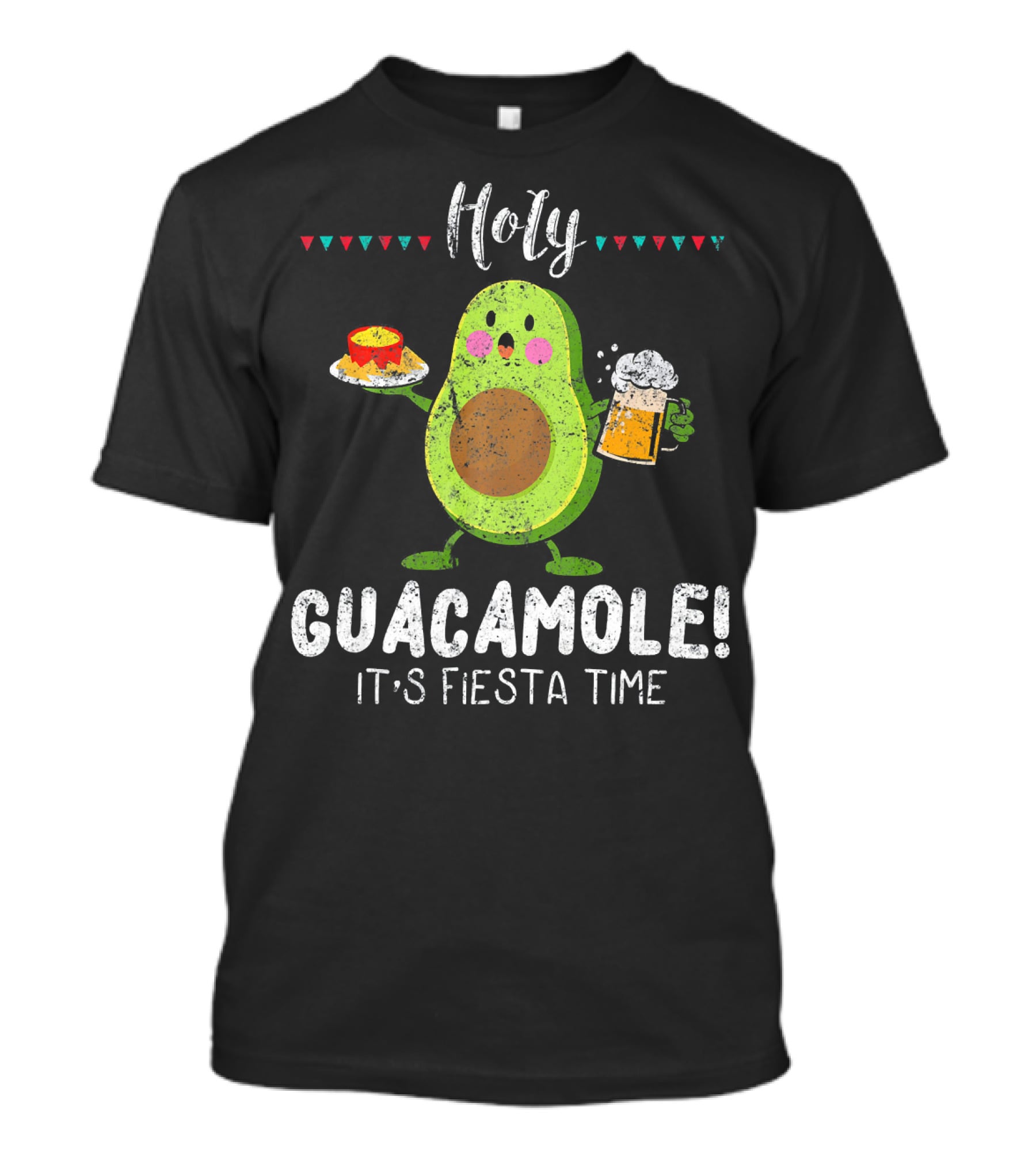 Holy Guacamole It's Fiesta Time Avocado With Beer And Nachos T-Shirt