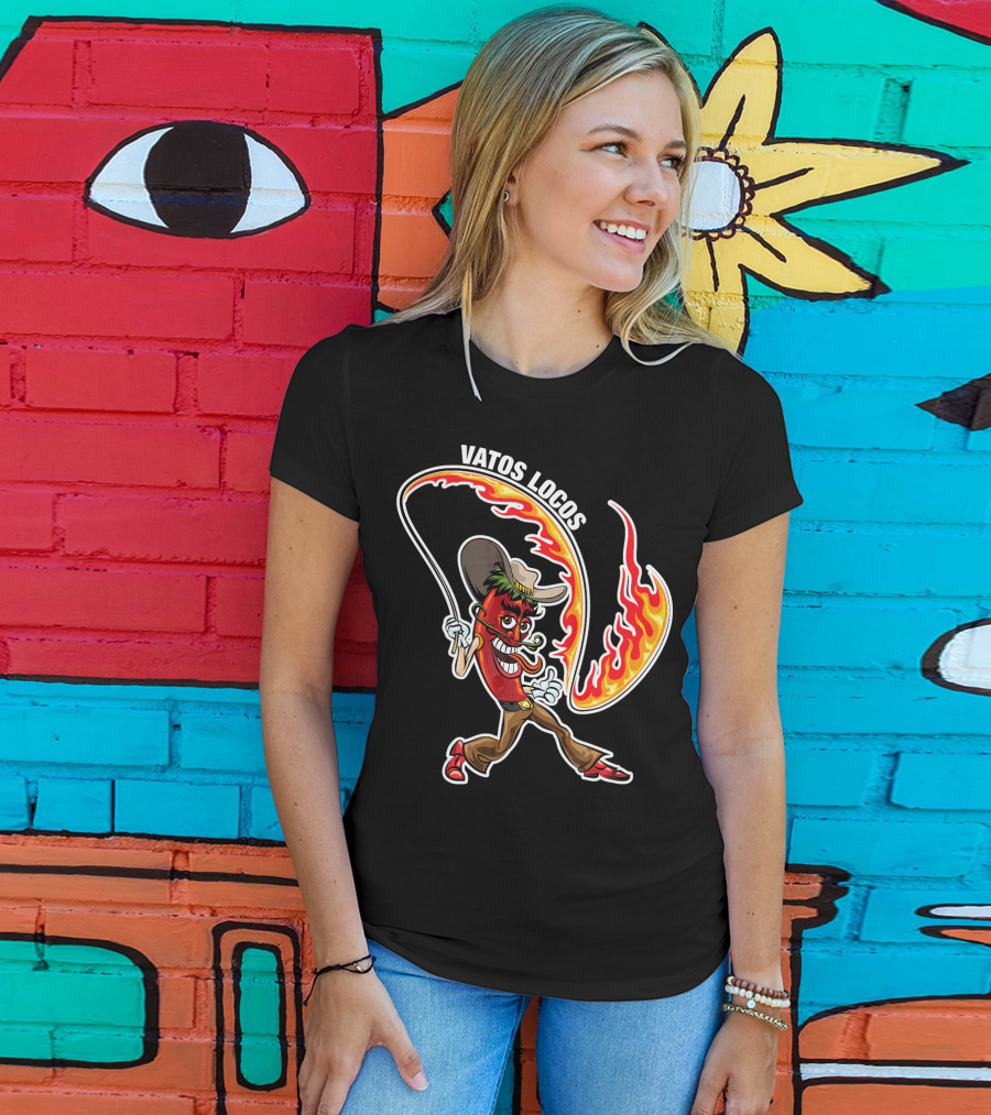 Vatos Locos Spicy Fire Rope Mexico Chili Pepper Cowboy T-Shirt
