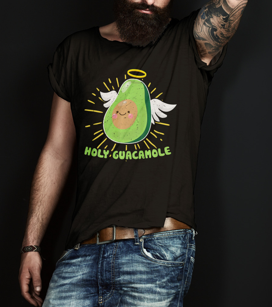 Holy Guacamole Avocado Lover Funny Veget Angel Wings Halo T-Shirt