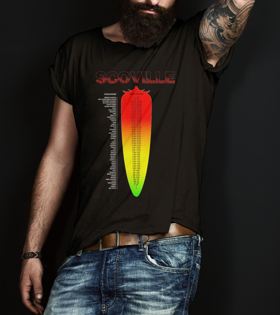 Scoville Pepper Heat Scale Chart With Ranked Spice Levels T-Shirt
