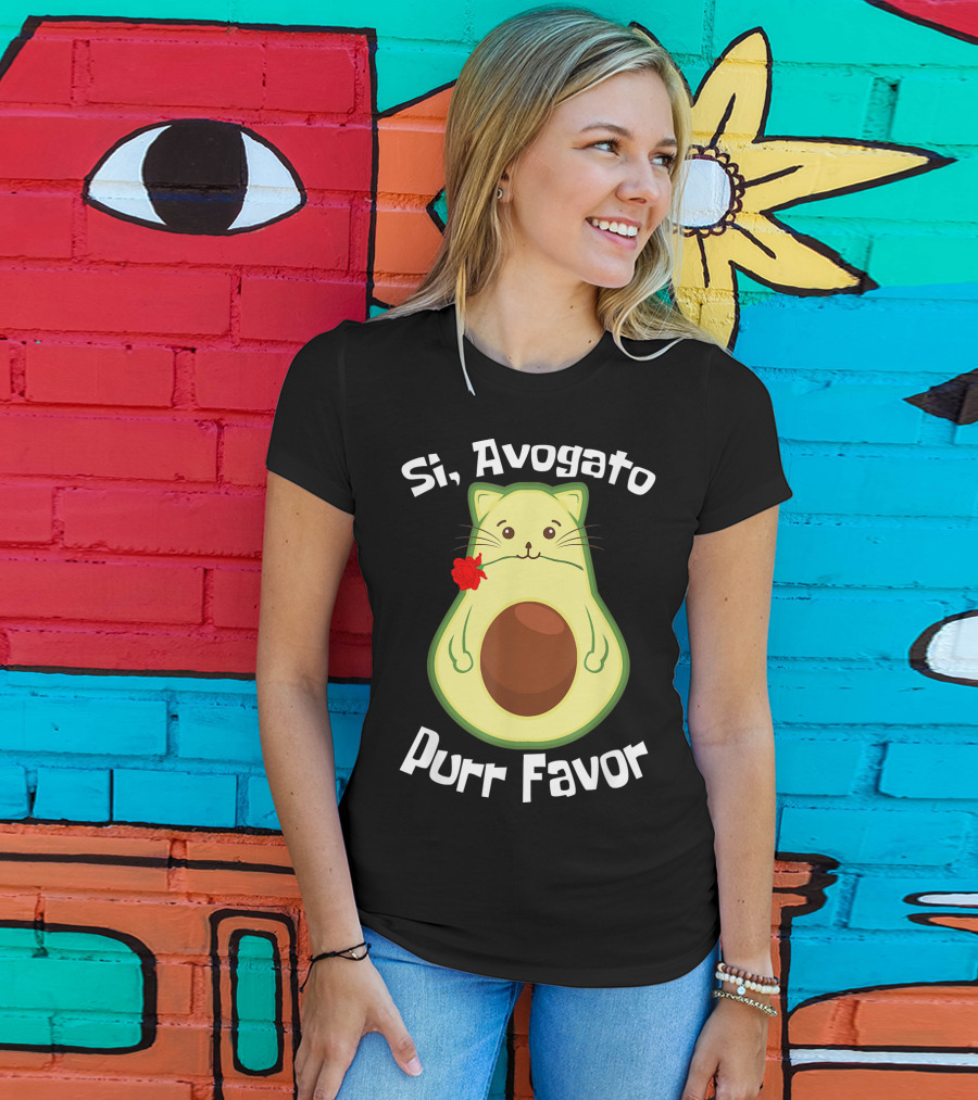 Si, Avogato Purr Favor Funny Avocado Guacamole Cat T-Shirt