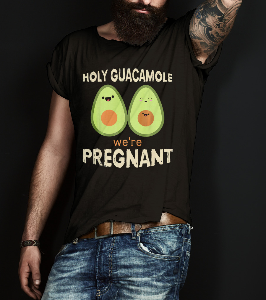 Holy Guacamole We're Pregnant Funny Kawaii Avocado T-Shirt