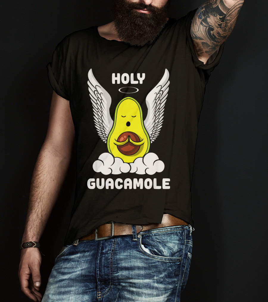 Holy Guacamole Avocado Angel With Wings Vegan Funny T-Shirt