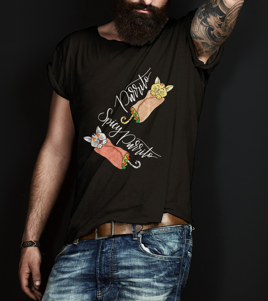 Purrito Spicy Purrito Funny Kitty Cat Burrito T-Shirt