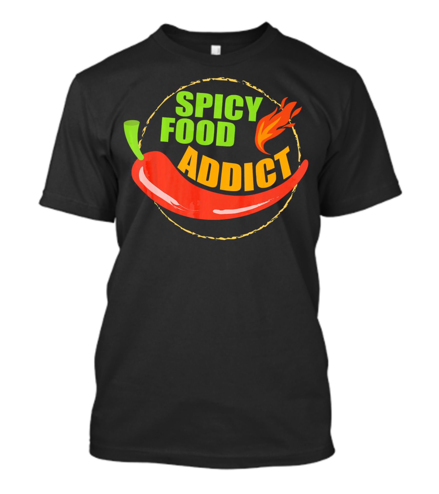 Spicy Food Addict Hot Chili Pepper Flame T-Shirt