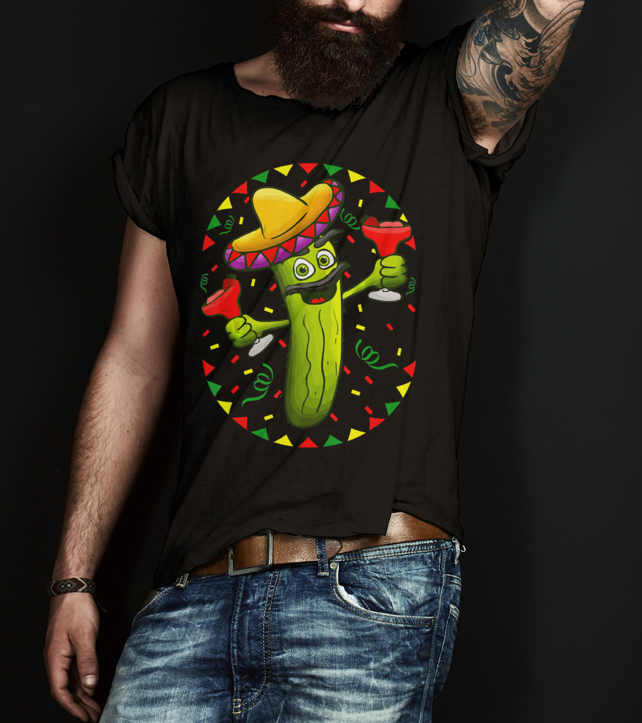 Sombrero Pickle Margarita Cinco De Mayo Fiesta T-Shirt