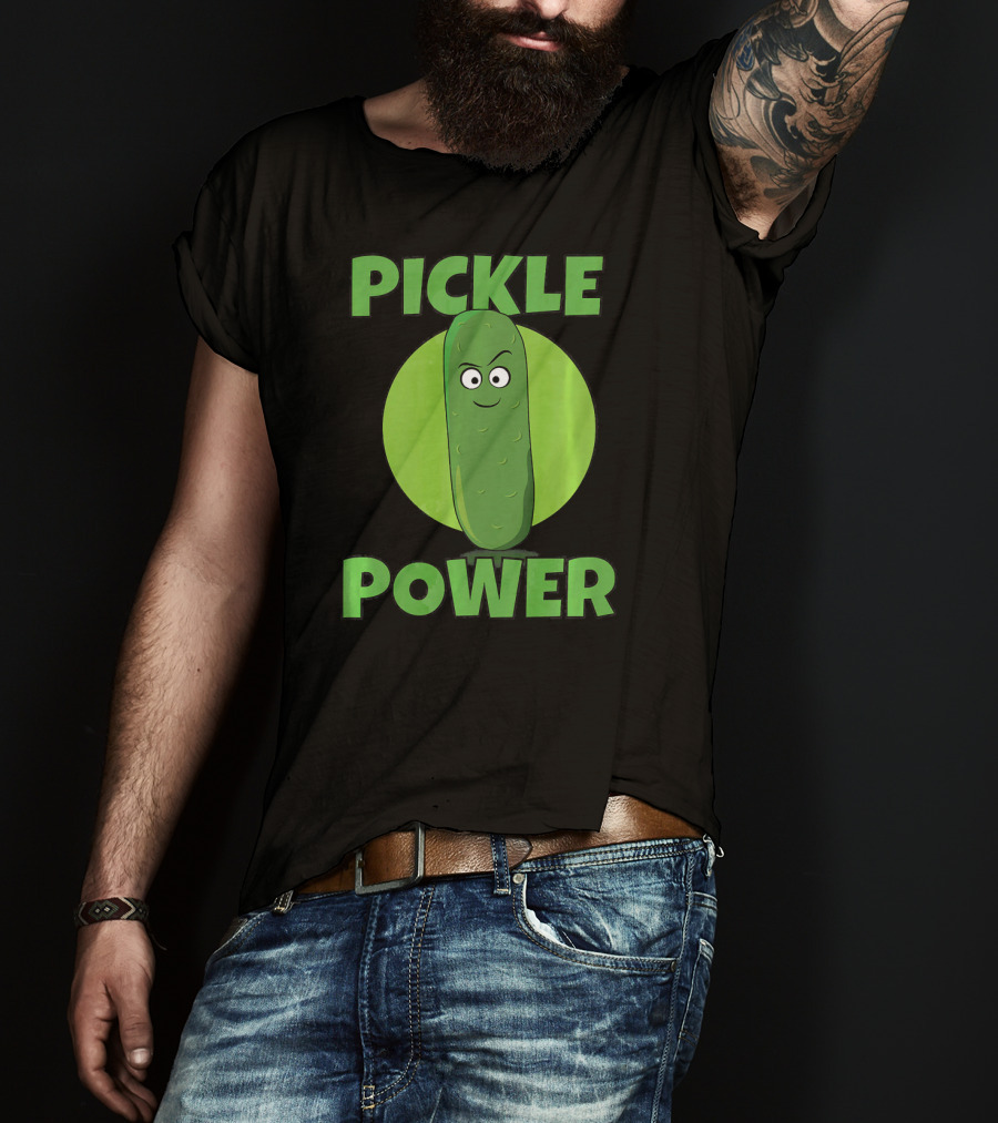 Pickle Power I Love Pickles Smiling Cartoon Pickle Character T-Shirt