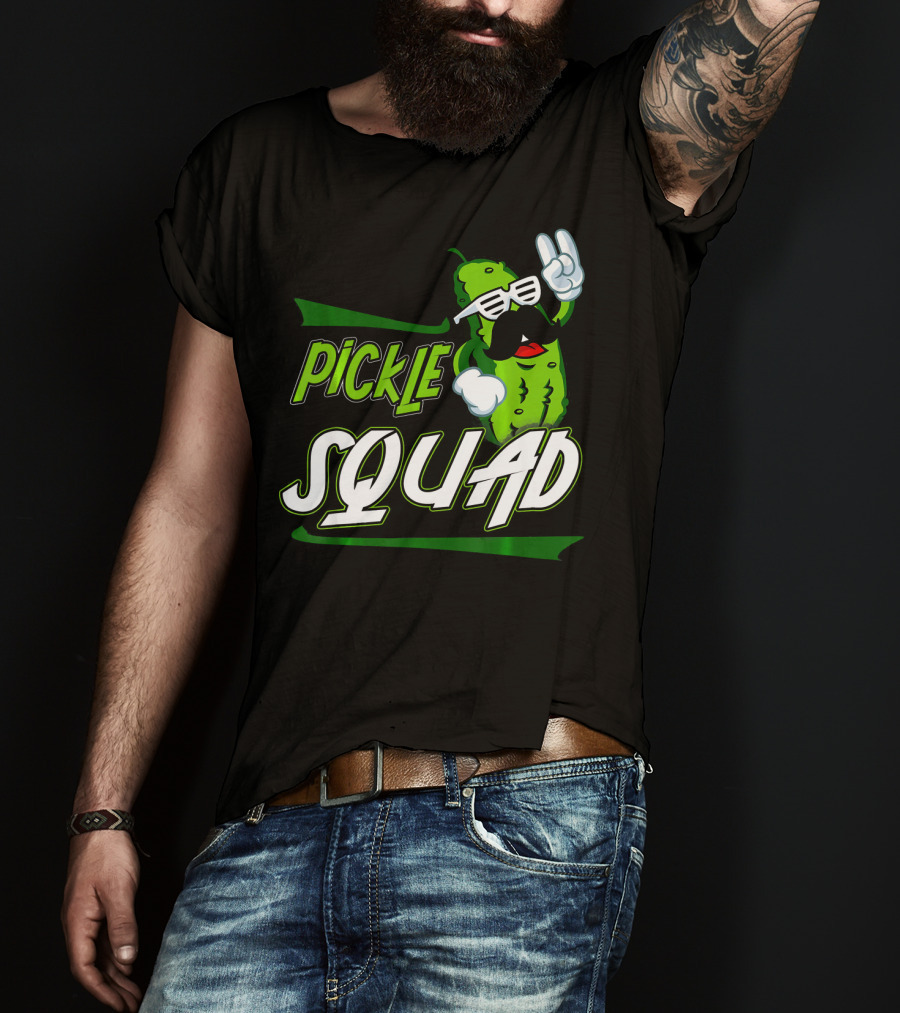 Pickle Squad Great Pickles Lover Retro Cool Mustache Rocker T-Shirt