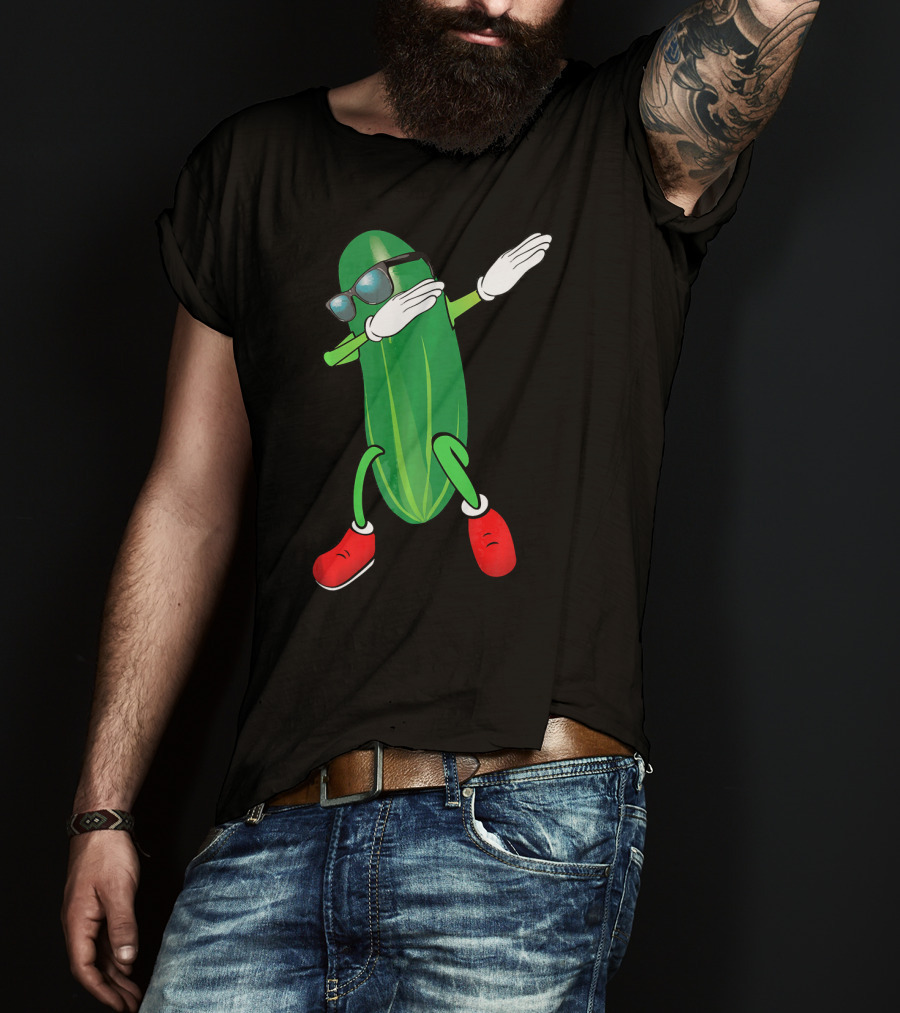 Dabbing Cucumber Pickle With Sunglasses And Red Shoes T-Shirt