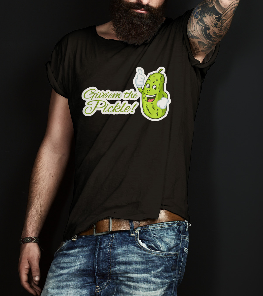 Give'em The Pickle Thumbs Up Cartoon Character T-Shirt