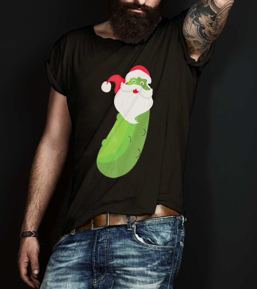 Lucky Pickle Funny Christmas Santa T-Shirt