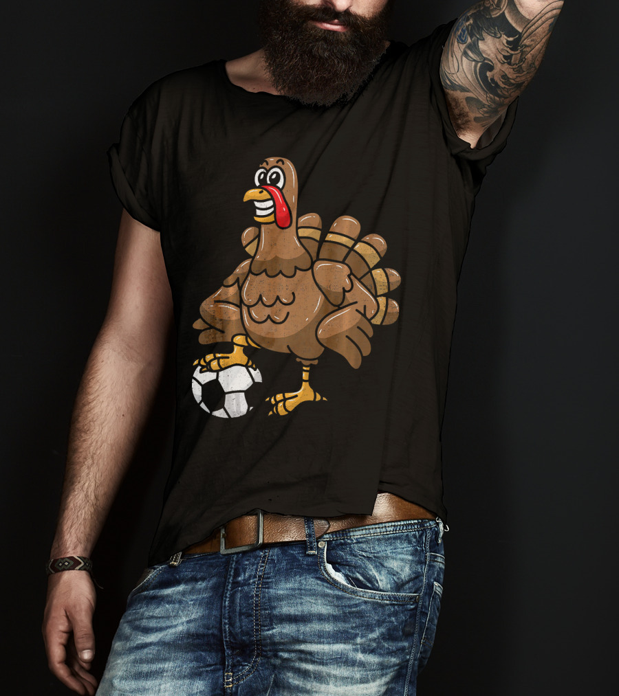 Thanksgiving Turkey Soccer Football Player T-Shirt