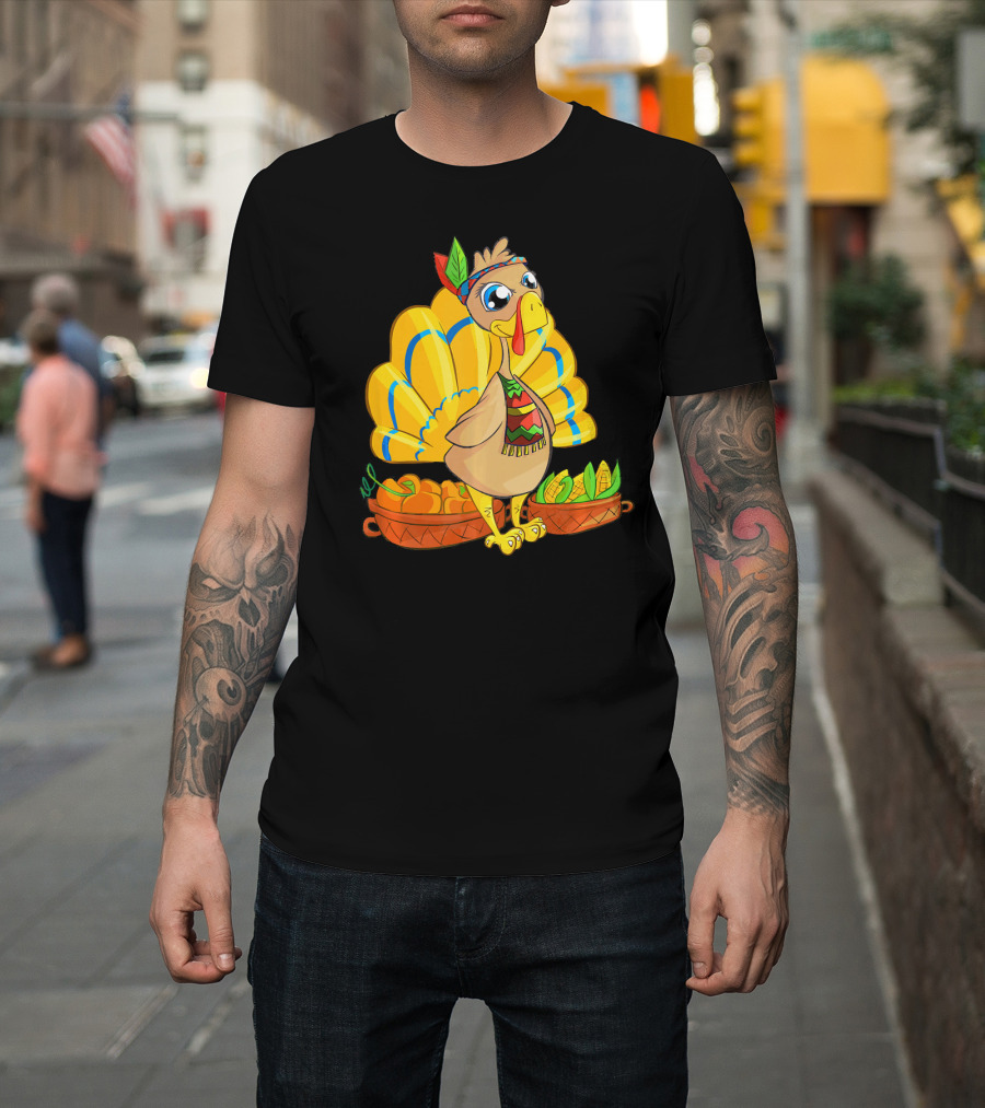 Thanksgiving Turkey Cartoon Harvest Cornucopia T-Shirt