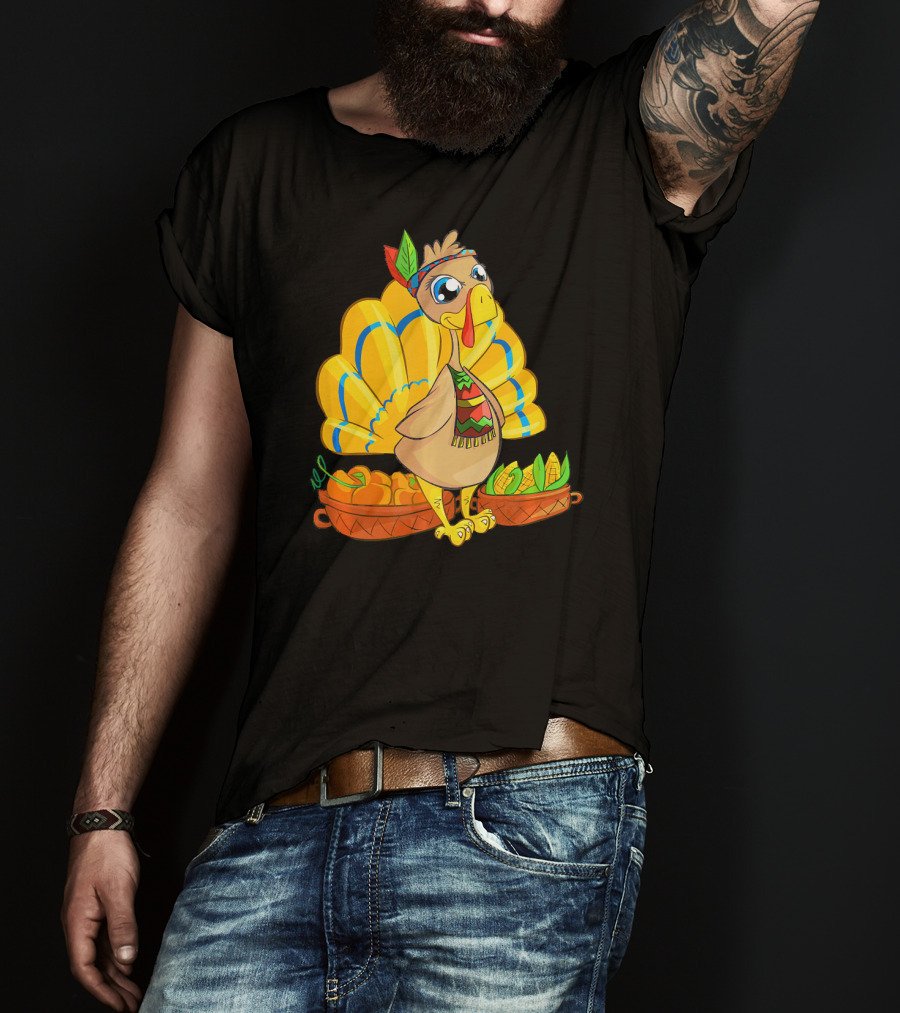 Thanksgiving Turkey Cartoon Harvest Cornucopia T-Shirt