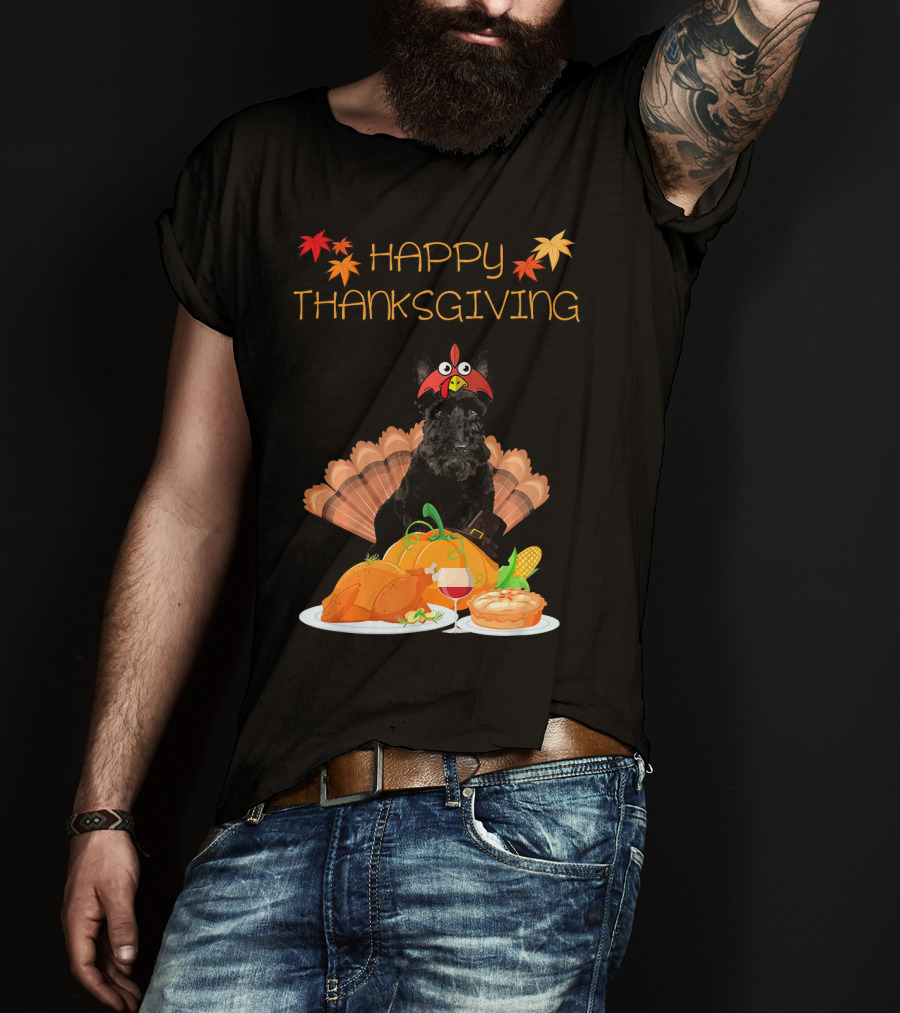 Happy Thanksgiving Day Scottish Terrier Turkey Feast T-Shirt