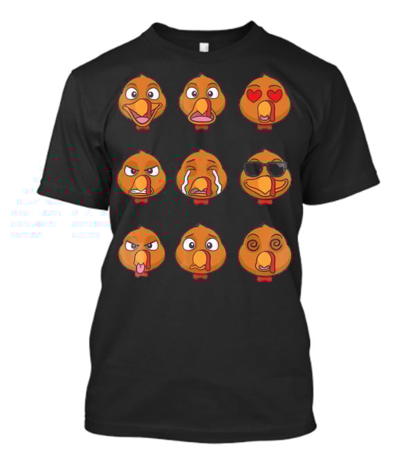 Funny Turkey Emoji Faces Expressions T-Shirt