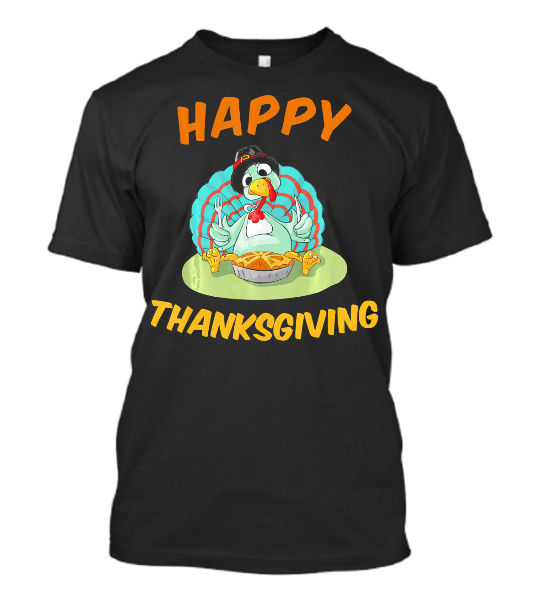 Happy Thanksgiving Funny Turkey Day Turkey Eating Pie T-Shirt