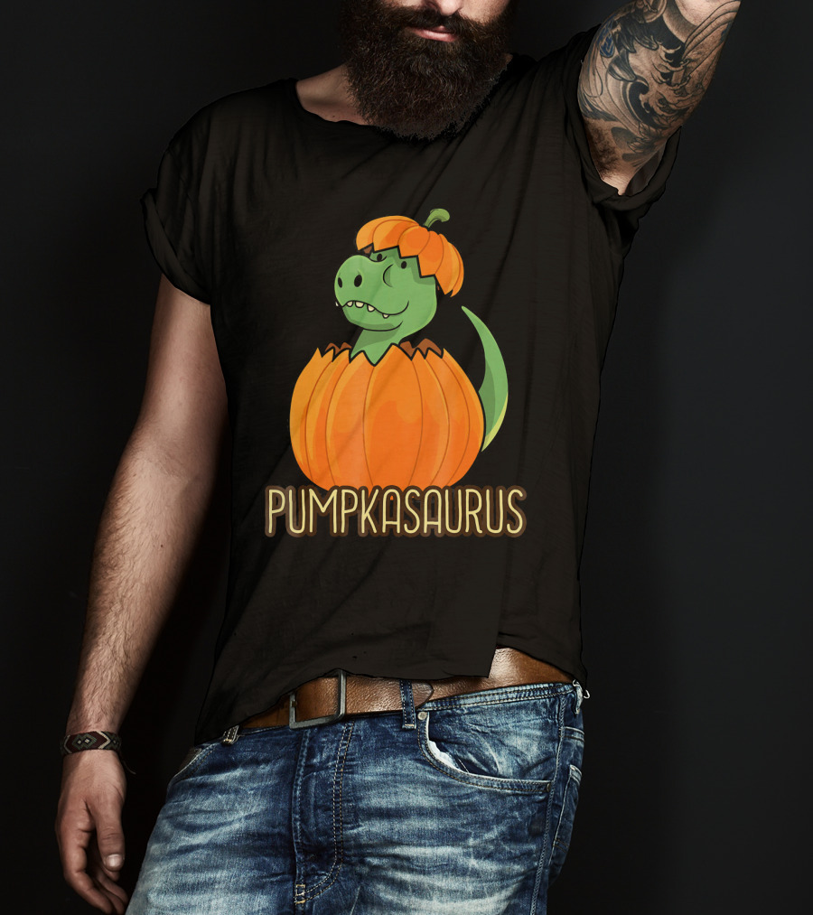 Pumpkasaurus Halloween Thanksgiving Dinosaur In Pumpkin T-Shirt