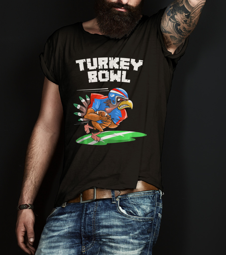 Turkey Bowl Funny Thanksgiving Football Turkey T-Shirt