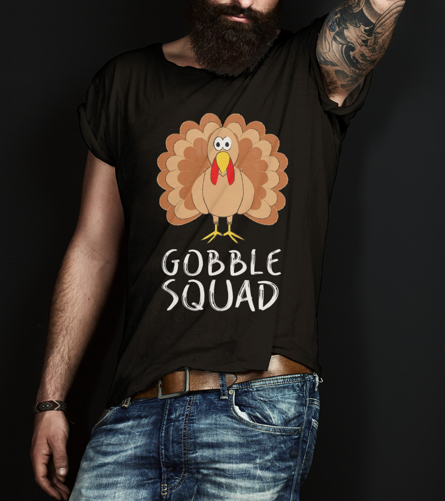 Gobble Squad Cute Turkey Trot Thankful Turkey T-Shirt
