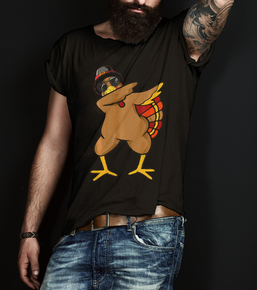 Funny Dabbing Turkey With Sunglasses And Hat T-Shirt