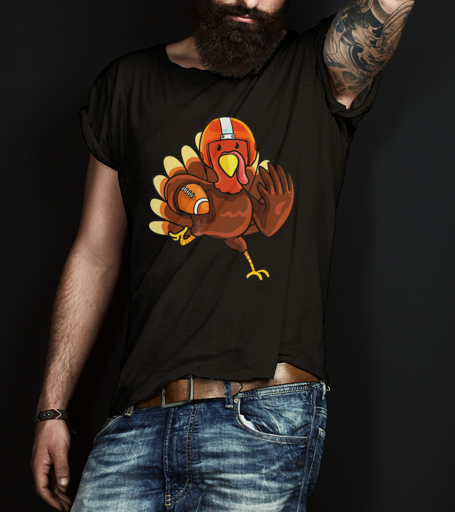 Thanksgiving Turkey In Football Gear Cute Football T-Shirt