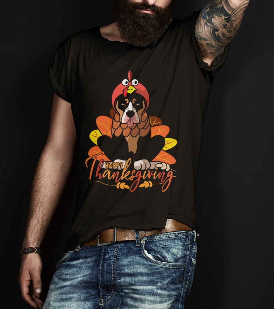 Happy Thanksgiving Funny Pitbull Dog Mom Turkey T-Shirt