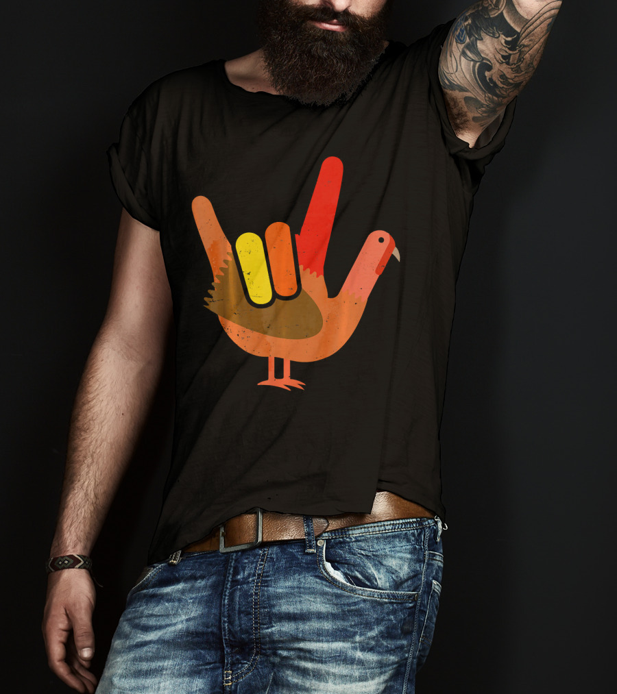 Thanksgiving Turkey American Sign Language Humor T-Shirt