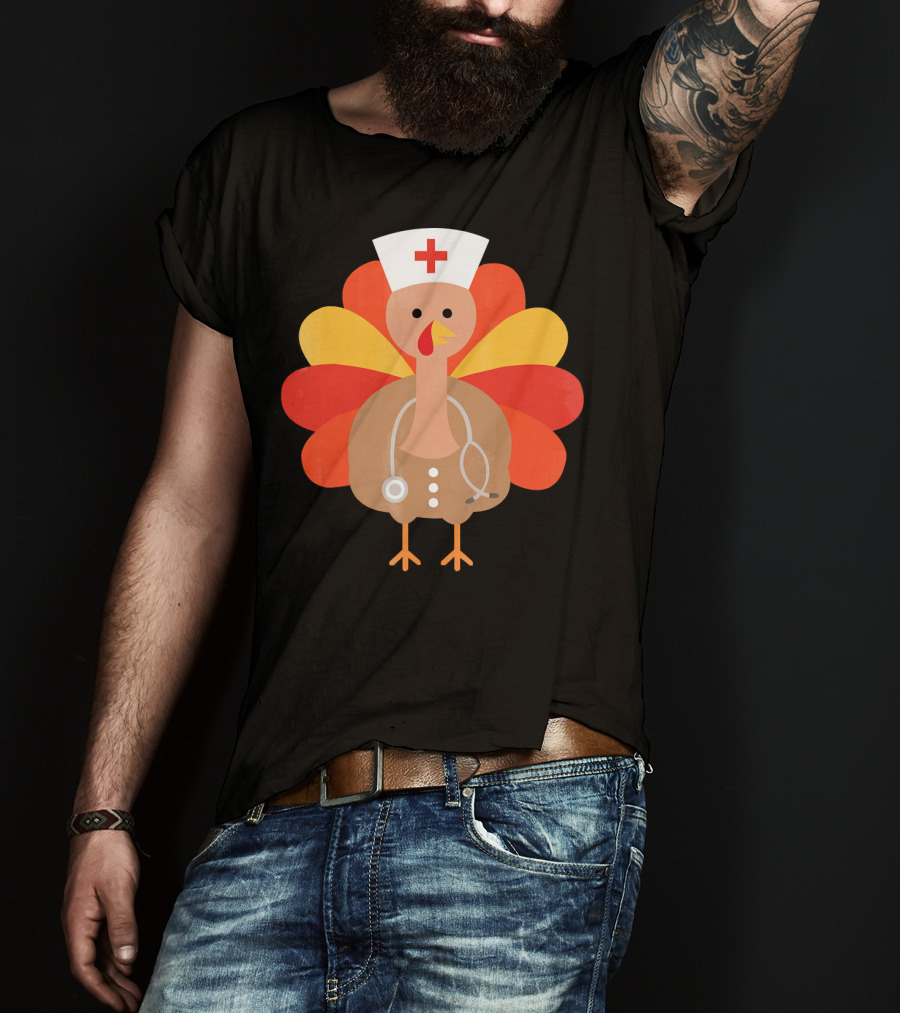 Thanksgiving Nurse Turkey With Stethoscope Cool T-Shirt