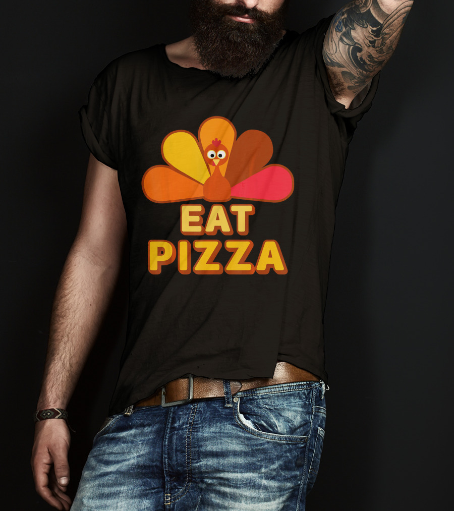 Funny Turkey Eat Pizza Thanksgiving Humor T-Shirt