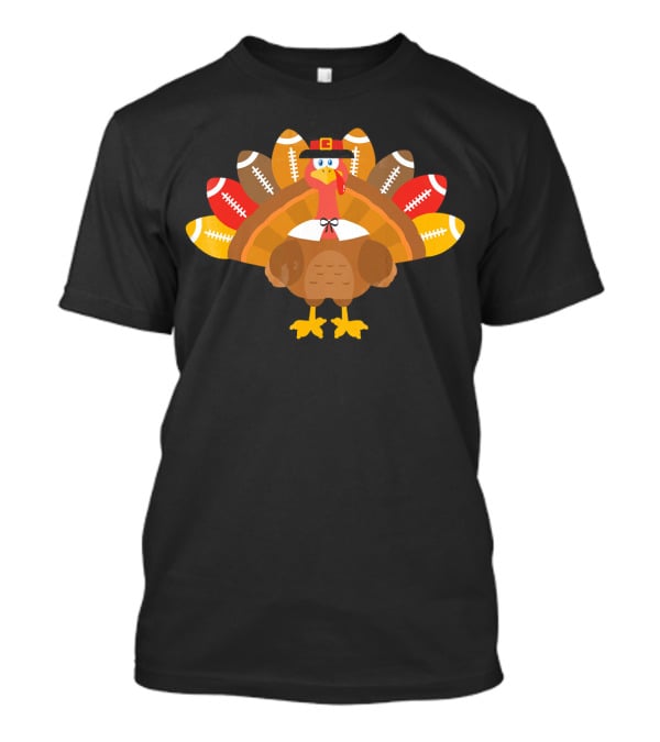 Thanksgiving Turkey Pilgrim Football Feathers T-Shirt