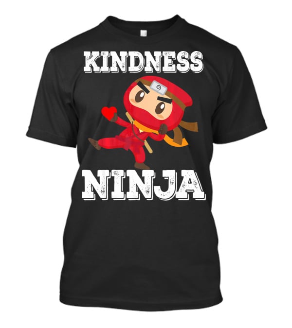 Kindness Ninja Cute Anti Bullying Funny Red Heart Cartoon Character T-Shirt