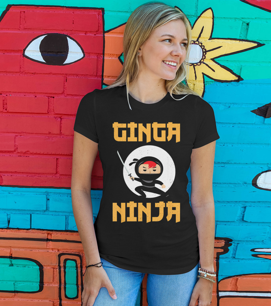 Ginger Pride Ginga Ninja Funny Redhead With Sword Character T-Shirt