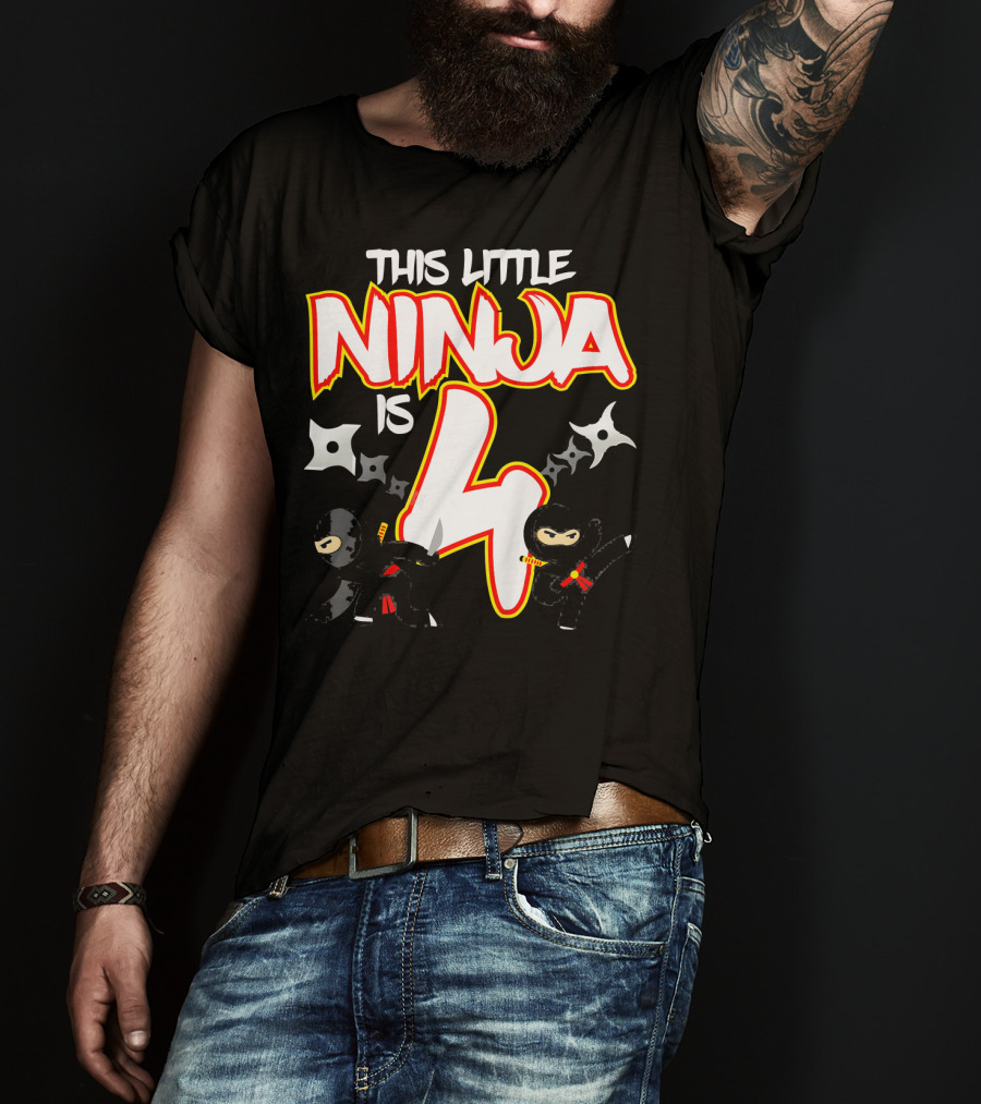 This Little Ninja Is 4 Year Old Birthday Party T-Shirt