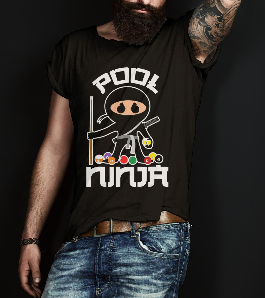 Pool Ninja Billiards With Cute Pocket Balls T-Shirt