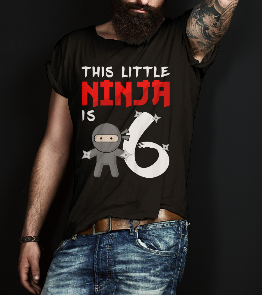 This Little Ninja Is 6 Year Old Birthday T-Shirt