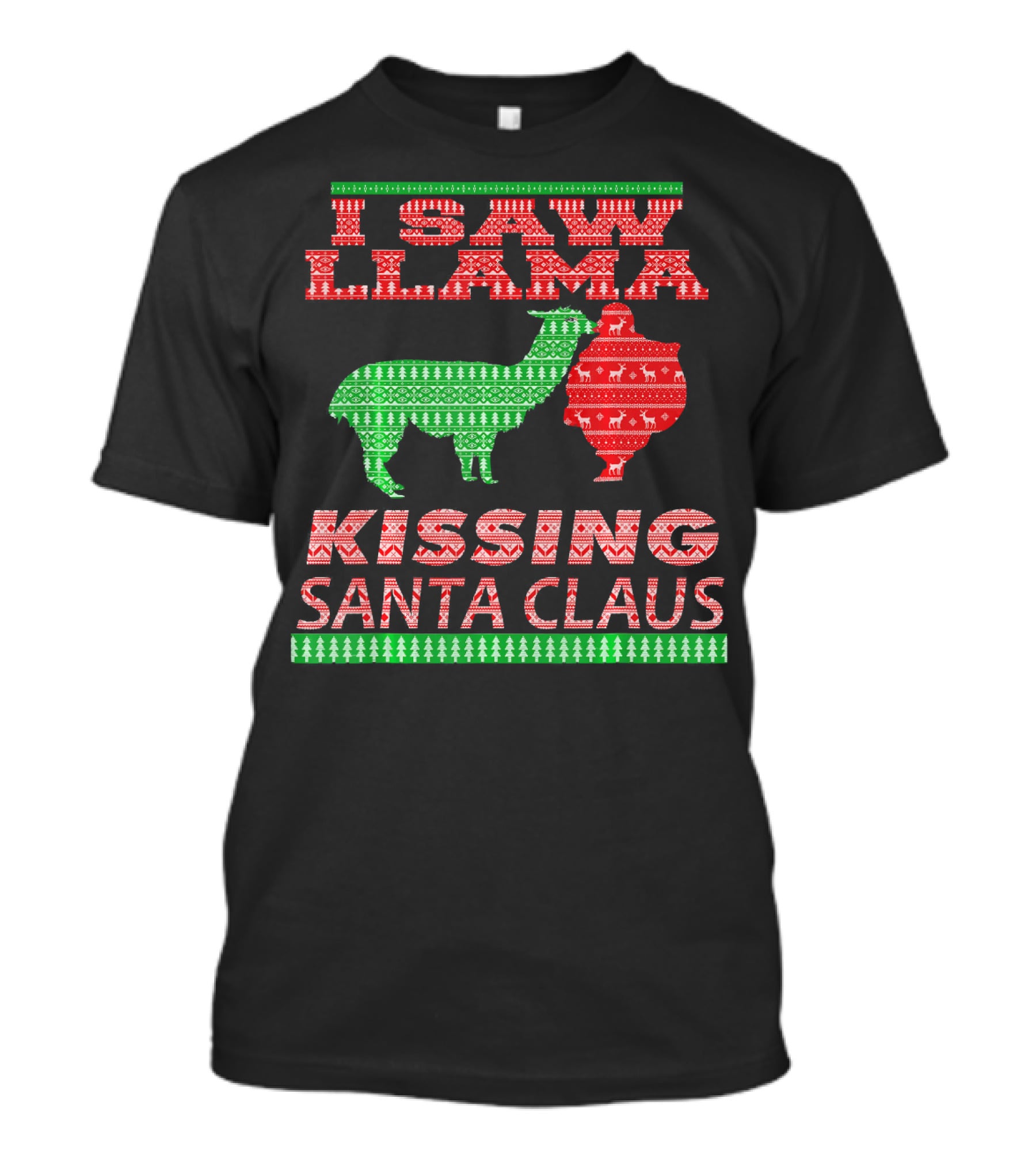 I Saw Llama Kissing Santa Claus Ugly Christmas T-Shirt