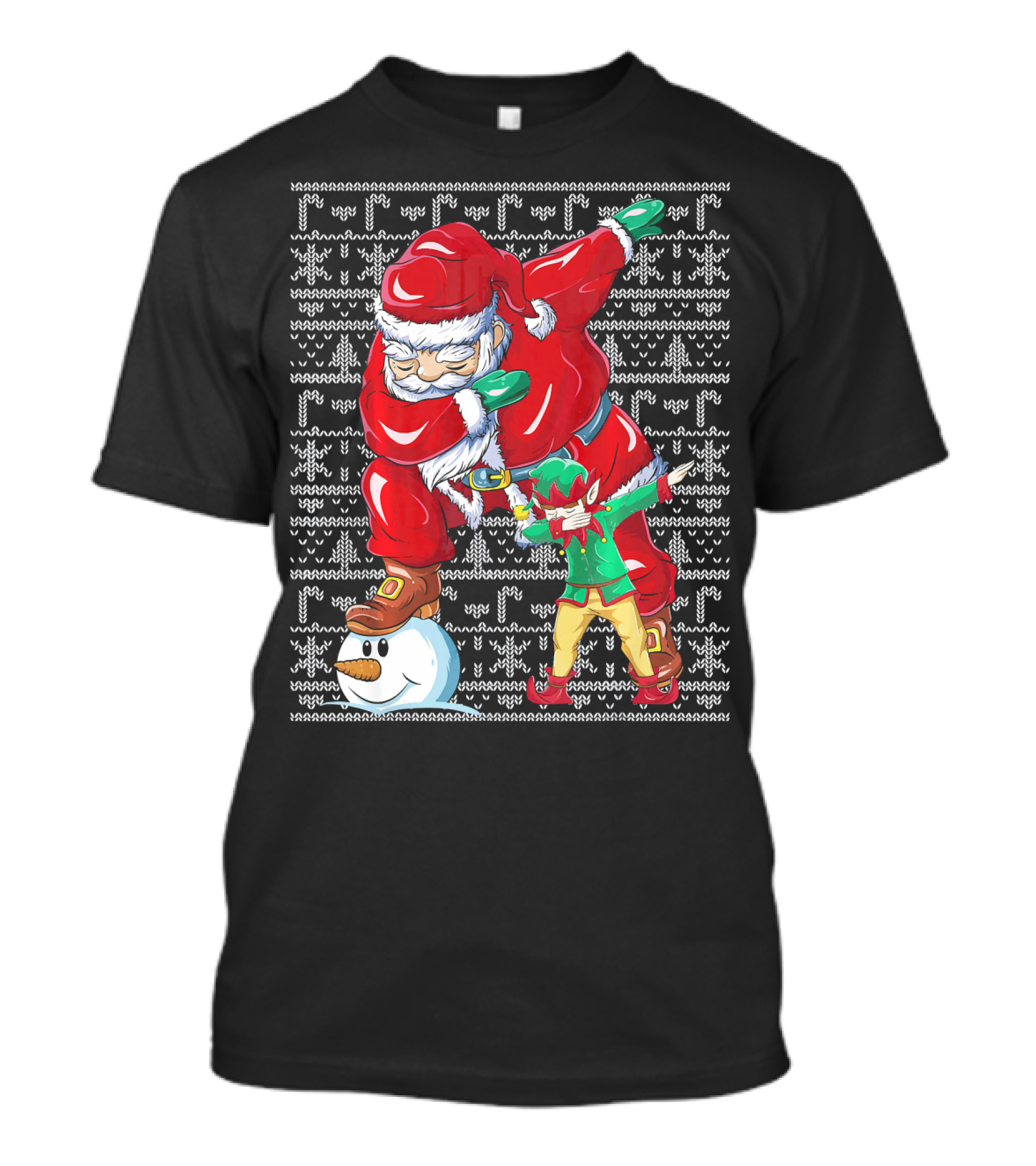Christmas Dabbing Santa Elf With Snowman Head T-Shirt