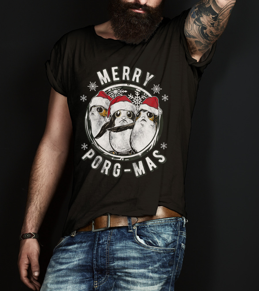 Star Wars Merry Porg Mas Christmas Holiday T-Shirt