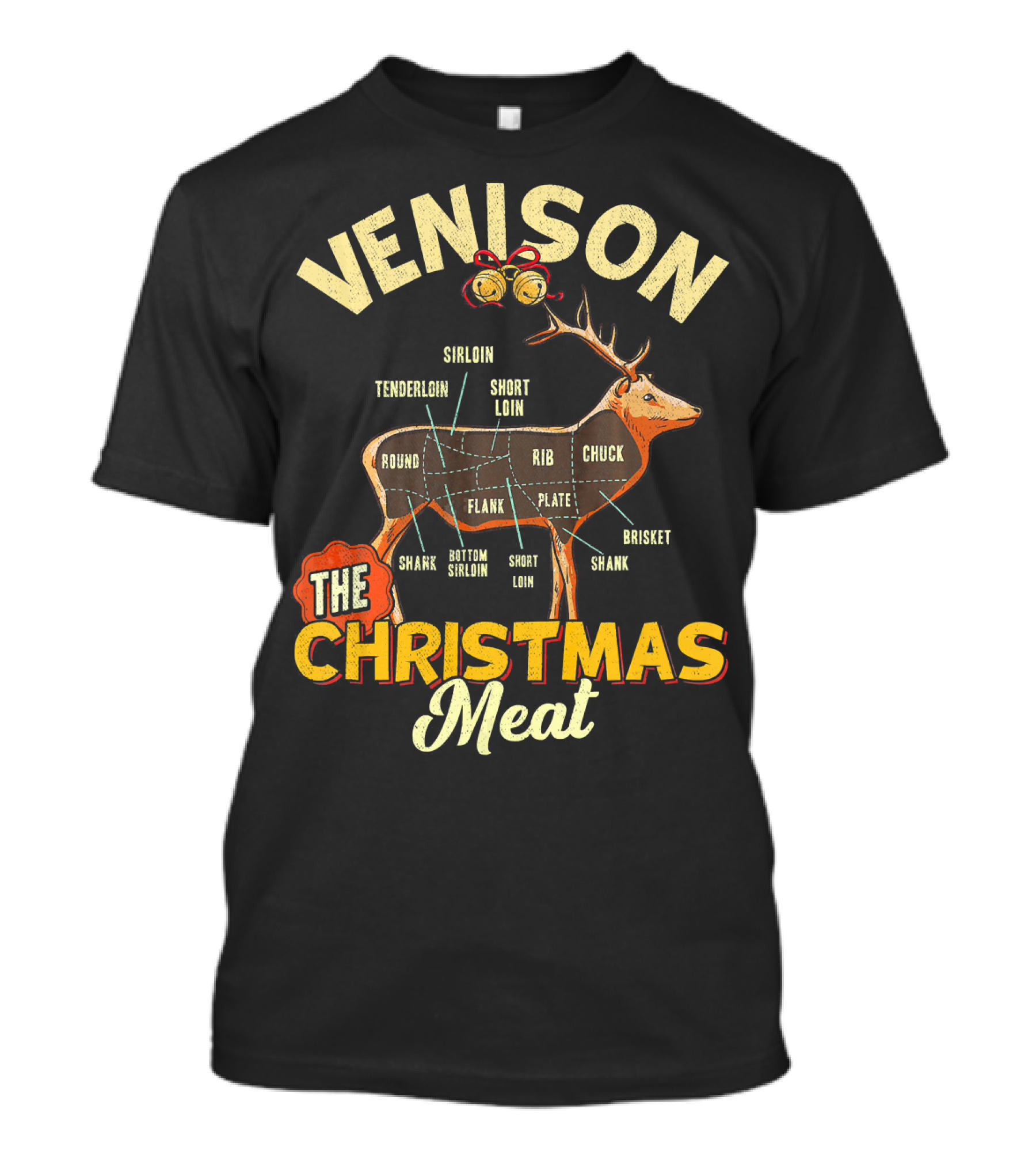 Venison Meat Chart Christmas Cut Diagram T-Shirt