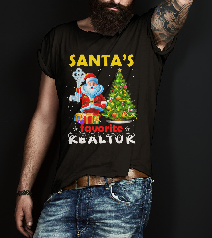 Santa's Favorite Realtor Christmas Tree Presents Key T-Shirt