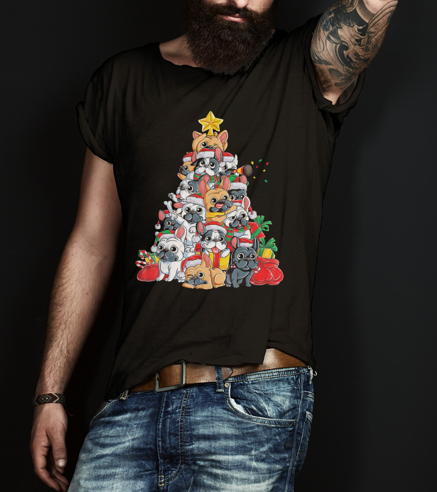 French Bulldog Xmas Tree Holiday T-Shirt