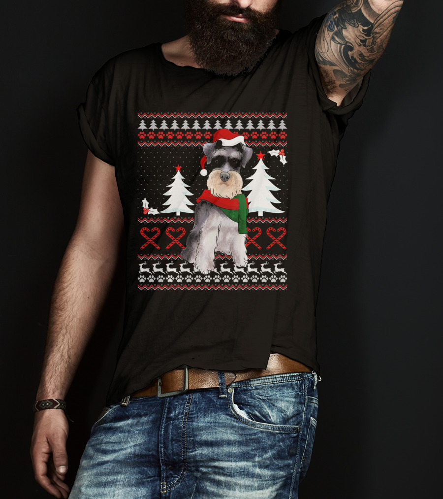 Miniature Schnauzer Christmas Holiday T-Shirt
